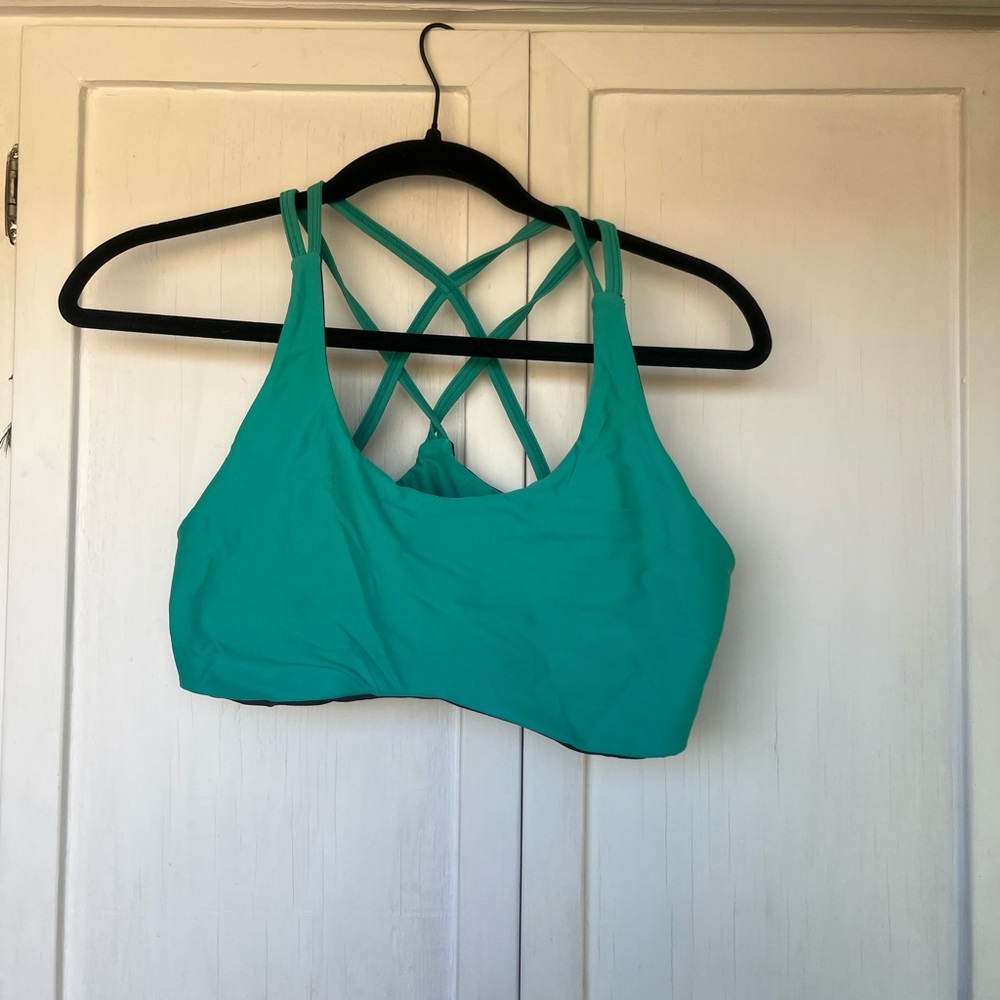 Tera Kaia teal and grey reversible sports bra size 6